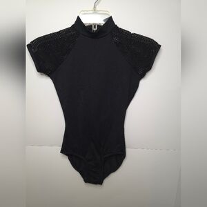 Black Leotard With Sleeves And Sparkle